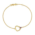 Amethyst Baguette Heart Bracelet in 14K Yellow Gold
