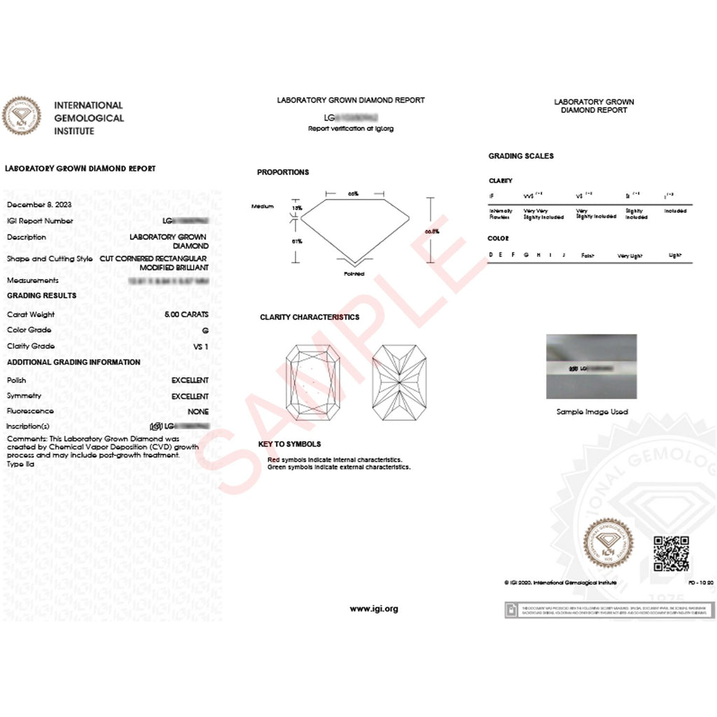 5 Carat Radiant Lab Grown IGI G/VS1 Diamond Solitaire Ring in 10K Yellow Gold