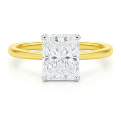 5 Carat Radiant Lab Grown IGI G/VS1 Diamond Solitaire Ring in 10K Yellow Gold