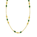 14K Yellow Gold Hexagon Malachite Inlay Links Necklace
