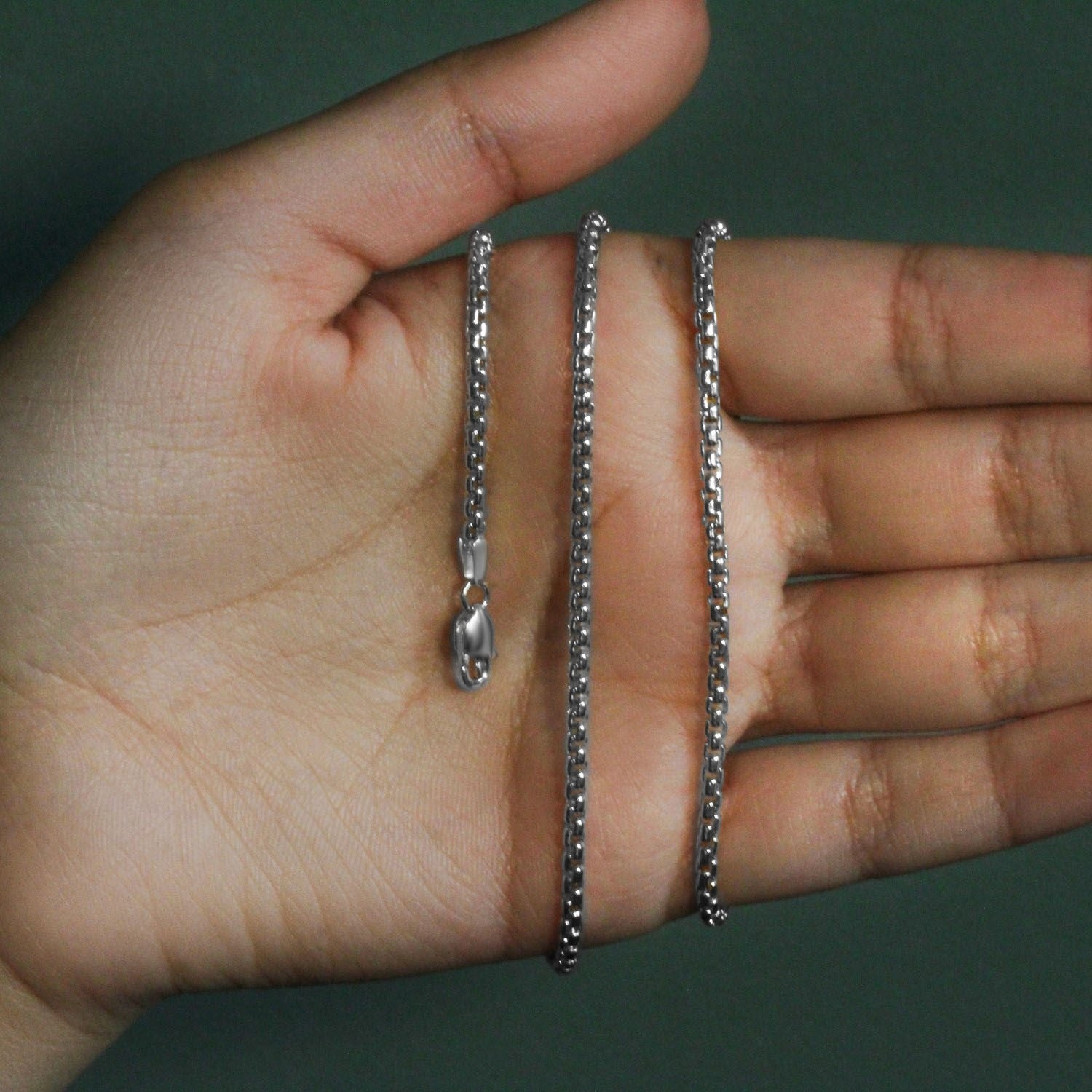 14k White Gold Solid Round Box Chain (2.5 mm)